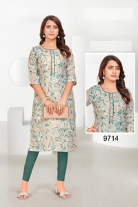 ชุดคอมโบ kurti พิมพ์ลายดิจิทัลผ้าลินินคอตตอนแท้สำหรับผู้ใหญ่ - Product Image 4