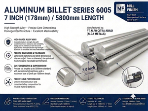 แท่งอะลูมิเนียม 6005 T6 เส้นผ่านศูนย์กลาง 7 นิ้ว เกรดหลัก (แบบสม่ำเสมอ) ความยาว 178 มม. โลหะผสม มาตรฐาน ASTM ตัดตามแบบ OEM - Product Image 2