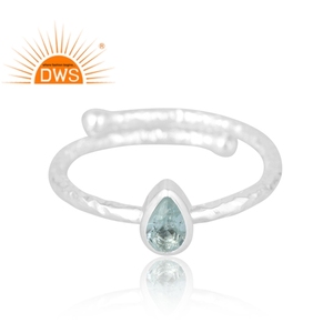 Anillo de piedras preciosas de Aguamarina Natural de Plata de Ley 925, joyería personalizada para mujer, regalo para ella - Product Image 3