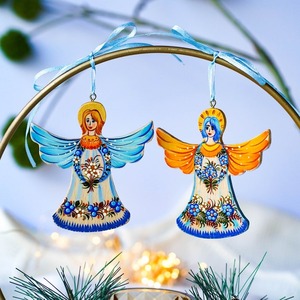 Adornos Colgantes de Madera Pintados a Mano de Alta Calidad, con Forma de Árbol, Ecológicos, para Decoración Navideña - Product Image 3