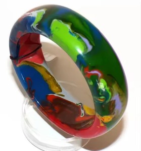 Geometric Resin Bangle - Modern Abstract Art Bracelet for Everyday Wear - Product Image 3