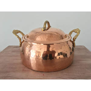 Plateau de service en cuivre pur de meilleure qualité très vendu avec forme ronde en Inde plateau de service en métal cuivré en gros directement de l'Inde - Product Image 5