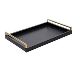 Bandeja de Servicio de Metal de Hierro Hecha a Mano con Acabado Negro, Forma Rectangular para Restaurante y Hotel, Bandeja de Decoración de Bodas Hecha en India - Product Image 2