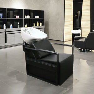 Modern Salon Spa şampuan kase sandalye siyah sentetik deri özel üretilen seramik lavabo fabrika toptan saç yıkama - Product Image 1