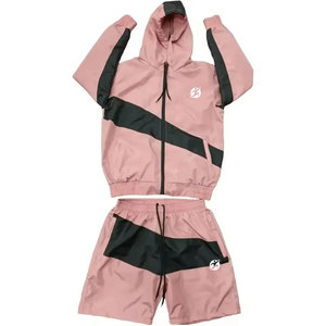 Conjunto de chándal ligero de poliéster/nailon con capucha y media cremallera para mujer, estampado, cortavientos, estilo hip hop, para invierno - Product Image 4