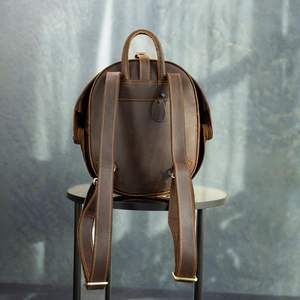 Sac à dos vintage en cuir véritable fait main personnalisé pour homme, petite capacité, voyage, week-end, sac à dos de nuit - Product Image 2