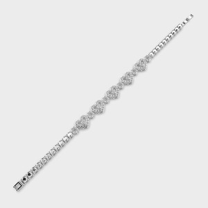 IGI Certified Lab Grown Diamond Heart Link <b>Bracelet</b> in <b>Solid</b> 925 Sterling <b>Silver</b> Round Cut Designer <b>Bracelet</b> - Product Image 3