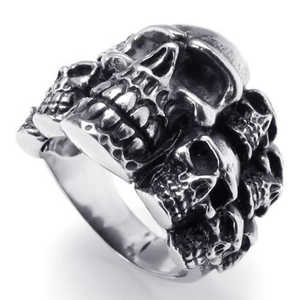 Anillo de Calavera de Acero Inoxidable para Hombre, Vendedor de EE. UU., Tallas 8-14, Color Plateado, Modelo SR45 - Product Image 1