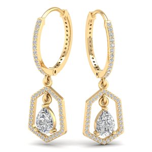 REYES Nouveautés Boucles d'oreilles pendantes en or massif 14 carats certifiées GRA avec moissanite pour femmes Bijoux de luxe pour mariage et soirée - Product Image 1
