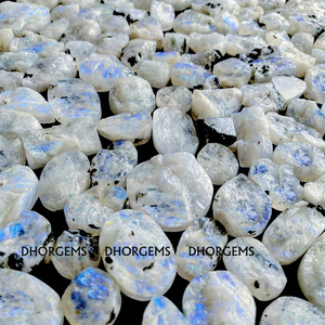 Piedra lunar arcoíris natural al por mayor, piedra preciosa suelta Druzy, piedra lunar arcoíris Fuego Azul, piedra lunar druzy en bruto para la fabricación de joyas - Product Image 2