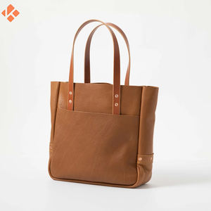 Sac fourre-tout vintage de luxe en cuir pleine fleur pour femmes avec logo personnalisé poche avant sac à main - Product Image 2