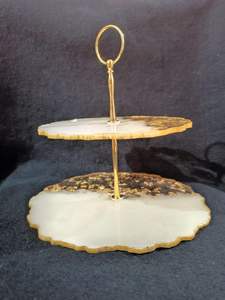 ขาตั้งเค้กเรซิ่นอีพ็อกซี่ทำมือสุดหรู พร้อมลายทองคำเปลว สำหรับตกแต่งขนมหวาน ใช้สำหรับงานแต่งงานและตกแต่งโต๊ะงานเลี้ยง - Product Image 4