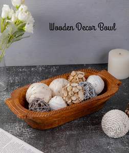 Grand bol à pâte en bois de 14 ''pour décoration, énorme pièce maîtresse décorative plateau ovale bols à pâte rustiques pour table, longs tournés à la main - Product Image 2