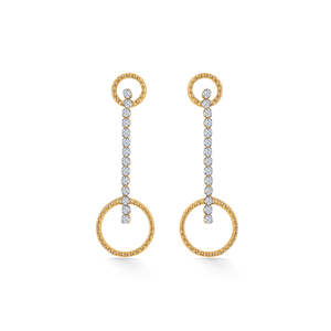 ต่างหูโอปอลทองประดับเพชรทรงหยดน้ำสำหรับผู้หญิง - Product Image 2