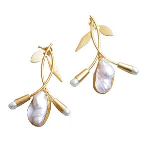 Boho Pearl statement earrings Gold plated Baroque Pearl Earrings Manufacturers and Wholesalers Supplier of Fashion jewelry