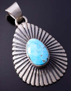 Colgante Kingman Turquoise de Charlie Begay Colgante de plata esterlina 925 - Product Image 4