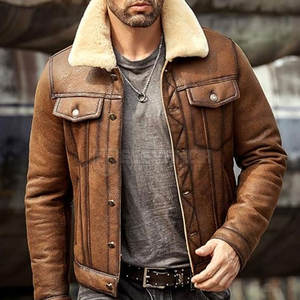 Vestes en peau de mouton pour hommes de haute qualité fabriquées au Pakistan conception personnalisée vêtements d'hiver à capuche taille XS tissu de laine matériel en gros - Product Image 5