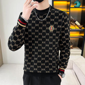 Pull en maille à col rond, coupe ajustée, manches longues, pull d'hiver pour homme, vente en gros - Product Image 4