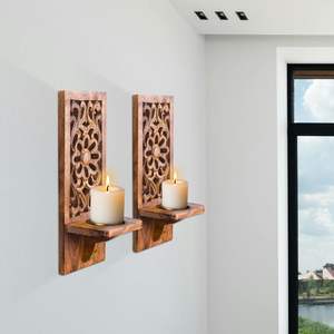 Appliques murales en bois artisanales ajoutent une beauté intemporelle aux murs intérieurs, créant une ambiance chaleureuse et accueillante. - Product Image 6