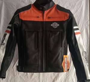 Veste de motard en cuir véritable brodée en 3D personnalisée, blocs de couleur, doublure amovible pour un style vintage rétro classique anti-UV - Product Image 6
