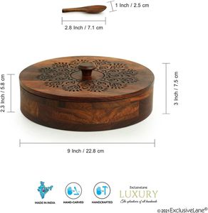 Luxury Handmade <b>Wooden</b> <b>Spice</b> Box Round Shape <b>Wooden</b> Container Box Masala Box <b>Spices</b> <b>Rack</b> for Kitchen Restaurant BY HF CRAFTS - Product Image 5
