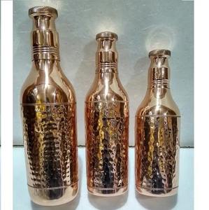 Modern Hammered Design Copper <b>Flask</b> with Lid Pure Copper Drinking Bottle for Water Storage Leak Proof Joint Free Handmade Bottle - Product Image 3