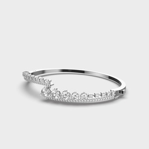 IGI Certified Round Lab Grown Diamond Dual Row Crown Bangle Bracelet in 14K Yellow / White / Rose Gold - Product Image 6