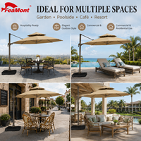 FEAMONT Aluminium-Rahmen Freiarm-Sonnenschirm Doppeldach Sonnenschutz Offset-Terrassenschirm für Strand- und Poolbereich