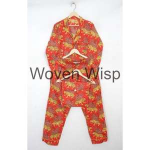 Custom Plus Size Summer Woven Cotton Elastic Waist <b>Pajama</b> Set Comfortable Quick Dry Soft Sleepwear for Women - Product Image 6