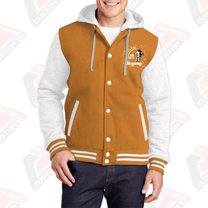 แจ็กเก็ตมหาวิทยาลัยอบอุ่นมีฮู้ดของผู้ชายมีเทคนิคการปักผ้าฟลีซผ้าฝ้าย100% พิมพ์ดิจิตอลย้อมสีเรียบสำหรับฤดูหนาว - Product Image 4