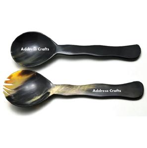 Ensemble de cuillères à salade en corne naturelle de style nordique, ustensiles de cuisine écologiques personnalisés, cadeaux fantaisie, vente en gros pour l'emménagement - Product Image 5