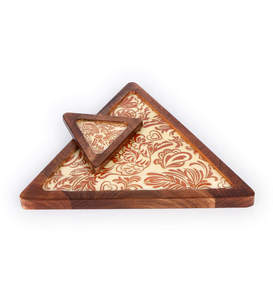 Plato triangular de madera de la mejor oferta con estampado de esmalte personalizado, platos de postre de café y aperitivos de resort, vajilla - Product Image 5
