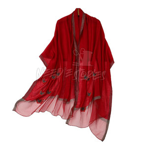 Soft Lightweight <b>Silk</b> <b>Scarf</b> With Traditional Floral Embroidery Handmade With Care Perfect For Gifting - Product Image 6