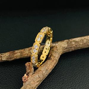 Anillo de Diamantes de Eternidad Completa Art Deco de Oro Sólido de 14K para Boda Cristiana con Engaste de Lujo - Product Image 5