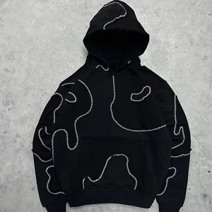 Meilleur ensemble de survêtement léger pour homme, style streetwear, avec pantalon baggy et sweat à capuche, poches, 100% coton, orné de strass, pour l'hiver, fabriqué au Pakistan - Product Image 5