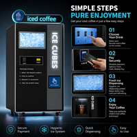Distributeur automatique de café fraîchement moulu personnalisé et humanisé avec machine à glaçons et dispositif de bouchage automatique