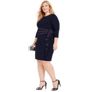 Vestido ajustado azul marino con volantes laterales para mujer, talla grande, de Jessica Howard, talla 22W - Product Image 3