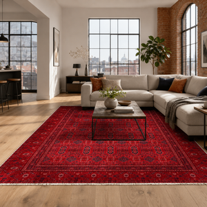 <b>Rug</b> Weavers RW7138 Talish Burgundy <b>Tribal</b> Washable <b>Rug</b> Dropshipping Wholesale Washable Chenille 10 Sizes - Product Image 1