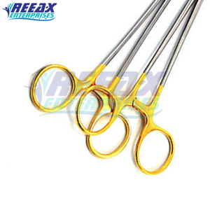 Porte-aiguilles chirurgical manuel REEAX ENTERPRISES en acier inoxydable de haute qualité avec poignée dorée et impression de logo - Product Image 3