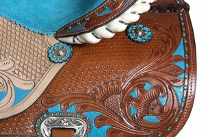 Barril de carreras inglés de cuero genuino de calidad superior, sillín occidental, herrajes de acero inoxidable, tamaño de 10-20 pulgadas para montar a caballo - Product Image 5