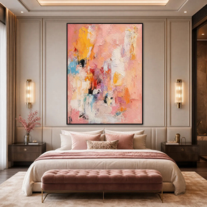 Colorful Textured Abstract Cityscape Oil Painting <b>Framed</b> <b>Canvas</b> Art Contemporary Style Hand Painted Indoor Decor - Product Image 5