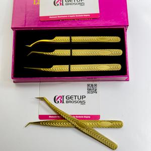 GETUP BROSONS IMPEX – Kit d'outils de précision pour extensions de cils plaqué or, différents styles, avec étui de rangement - Product Image 4
