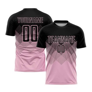 Custom Sublimated Soccer Jersey Black Pink Gradient Unisex Short Sleeve Moisture Wicking Athletic Fit Adult Team Apparel - Product Image 1