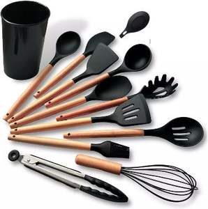 Customized Resin and Wood Spoon Spatula with and Holder Kitchen Utensils Natural Cooking Wood Cooking Spoon for Best Color <b>Top</b> - Product Image 1