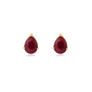 Precious Gemstone 100% Authentic Pear Shape <b>Ruby</b> Single Stone Stud Earrings Valentine's Day Gift 14K Real Yellow Gold Jewelry - Product Image 1