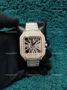 Montre à mouvement automatique en acier inoxydable pour hommes de marque de haute qualité entièrement glacée Moissanite Diamond Micro-Set Hiphop Dial Band - Product Image 6