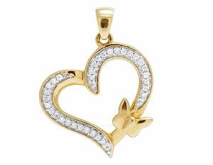 Papillon en forme de coeur Design Moissanite diamant taille ronde clouté en argent sterling 925 plaqué or bijoux fins - Product Image 5