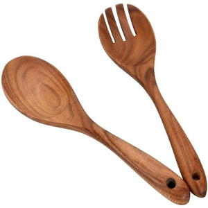 Ensemble de cuillères à servir en bois faites à la main, finition brune, écologiques, de qualité supérieure, à bas prix, pour la décoration de fête et de cuisine - Product Image 2