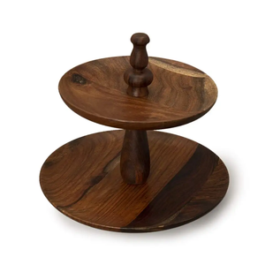 Soporte de pastel de madera Sheesham de 2 niveles de calidad superior, vajilla de lujo, graduación, Año Nuevo, Navidad, Día del Padre, Cupcake, postre - Product Image 1