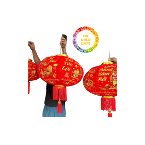 Lanterne en soie faite à la main Vietnam Hoi lumière décorative pliable pour jardin mariage événement fête utilisation intérieure technique de bambou peint - Product Image 6